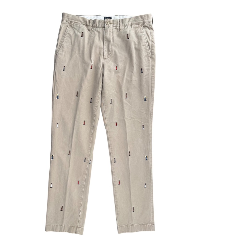 J.Crew Chinos 33x32 All over print Lighthouse Embroidered Yacht Club Nautical